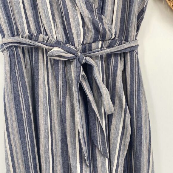 New Splendid Chambray‎ Multi Stripe Tulip Sleeve Wrap Dress Size Small - Picture 8 of 16